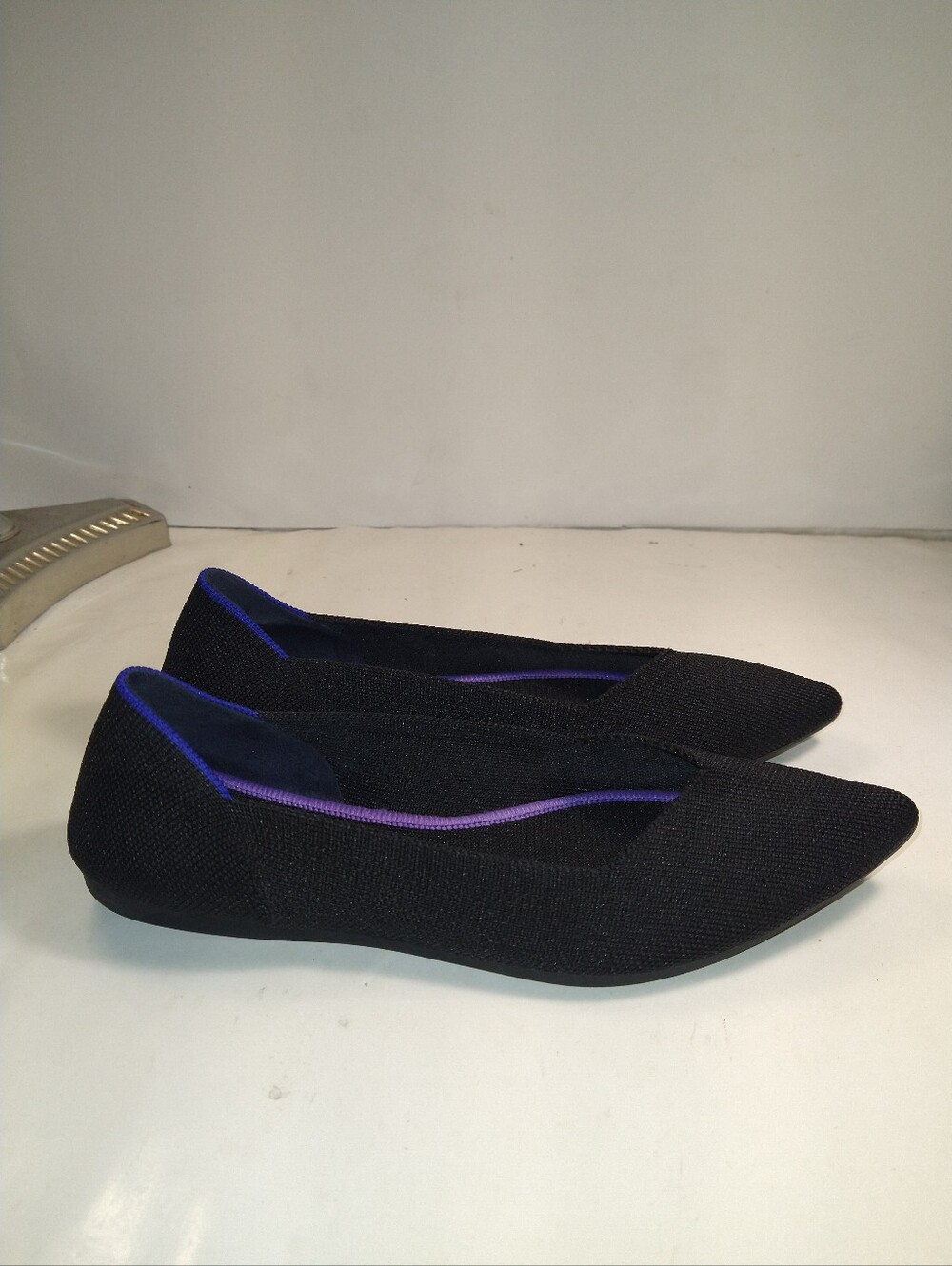 Rothys The Point Black Knit Ballet Flats Shoes Women's sz 7.5.
